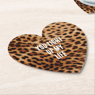 Cream Brown Leopard Print Paper Coaster