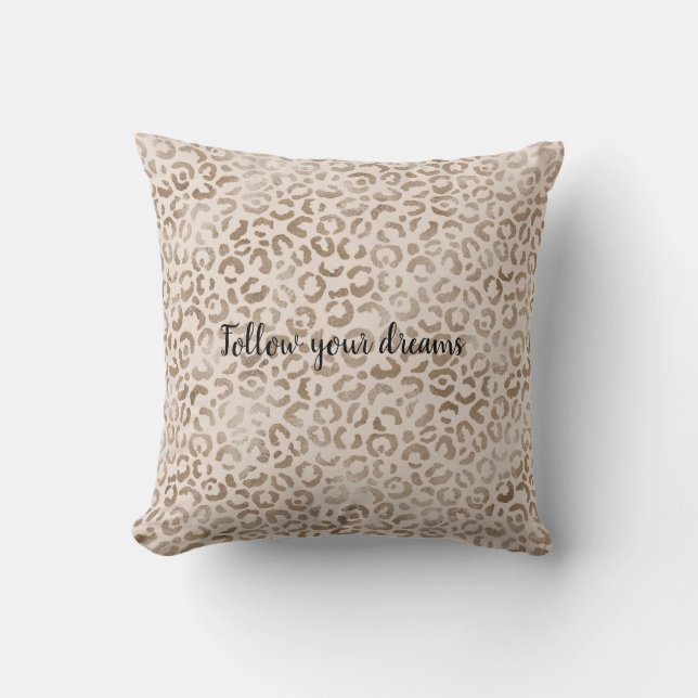 Cream Brown Leopard Print       Throw Pillow (Front)