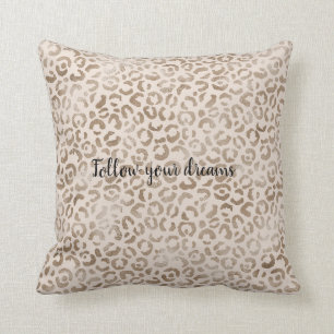 Cream Brown Leopard Print       Throw Pillow