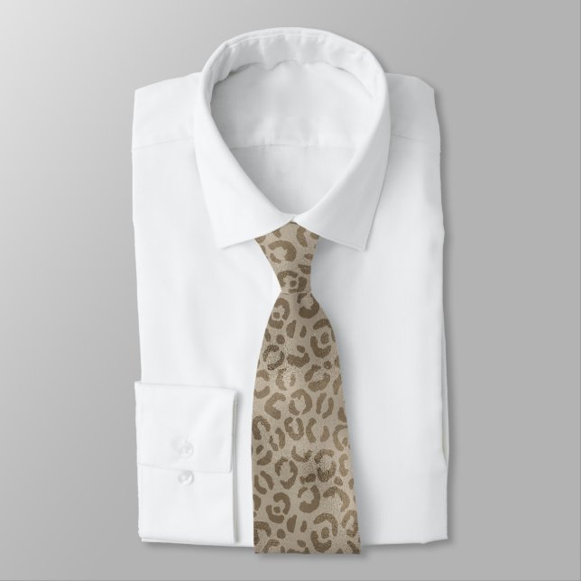 Cream Brown Leopard Print Tie (Tied)