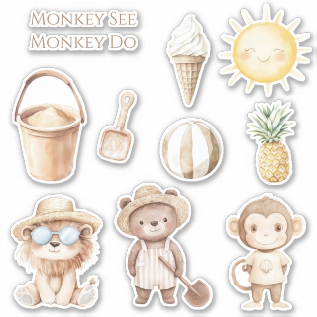 Cream Brown Monkey See Monkey Do  (Front)