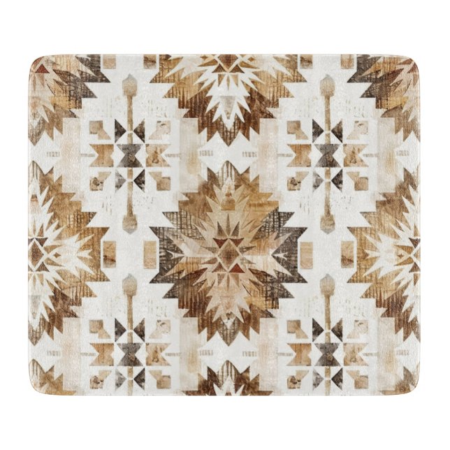 Cream Brown Native Tribal Cutting Board (Front)