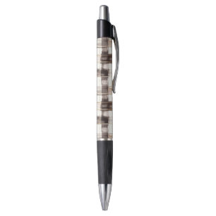 Cream Brown Plaid Stripes   Pen
