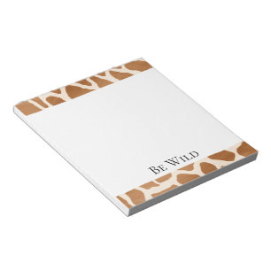 Cream Brown Safari Giraffe Animal Print Notepad
