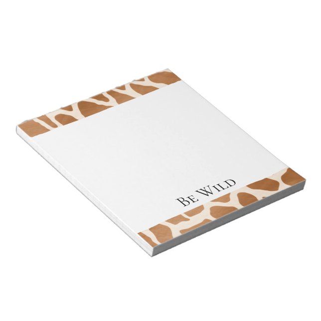 Cream Brown Safari Giraffe Animal Print Notepad (Angled)