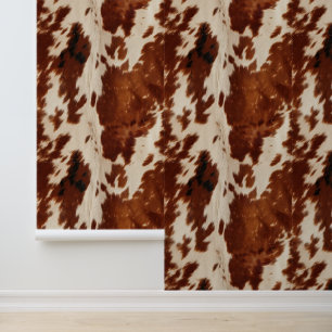 Cream Brown Southwest Cowboy Cowgirl Cowhide Wallpaper