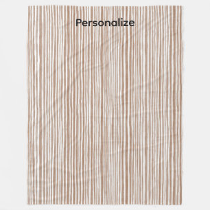 Cream Brown Stripes Christmas   Fleece Blanket