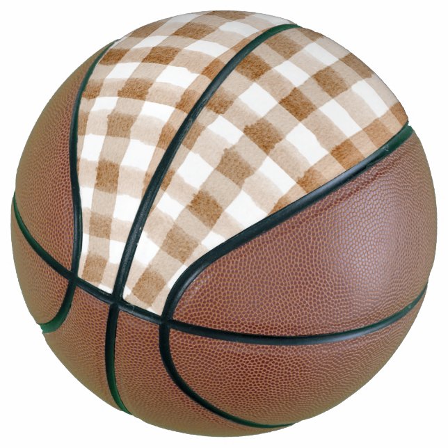 Cream Brown Stripes Tan Plaid Basketball (Angled)