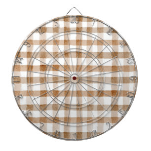 Cream Brown Stripes Tan Plaid Dartboard