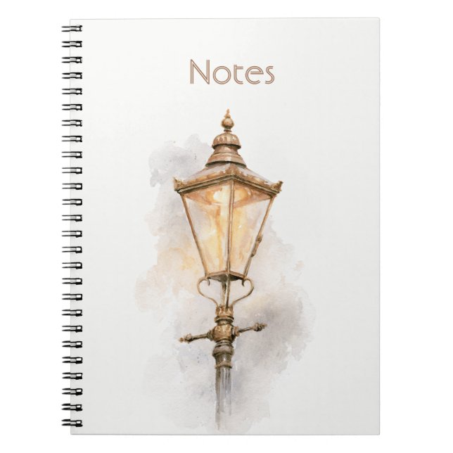 Cream Brown Tan Street Lantern Notebook (Front)