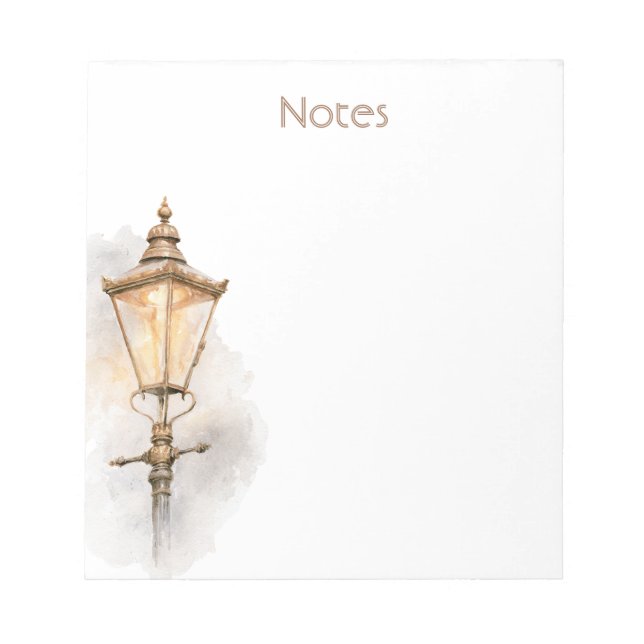 Cream Brown Tan Street Lantern Notepad (Front)