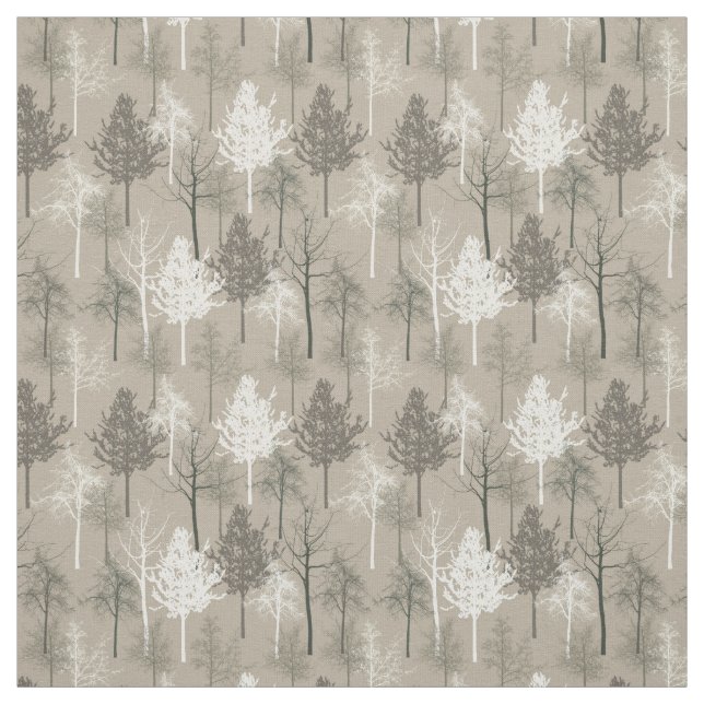 Cream Brown Trees Fabric (Swatch)