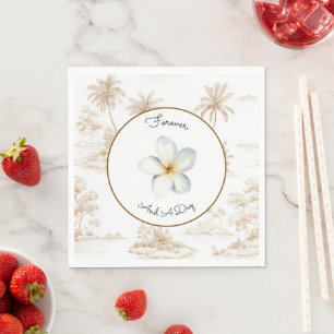 Cream Brown Tropical Island Palm Trees Wedding Napkin