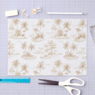 Cream Brown Tropical Island Palm Trees Wedding Tissue Paper