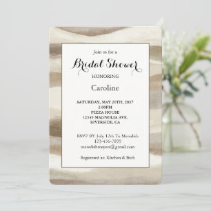 Cream Brown Wavy Stripes Bridal Shower Invitation