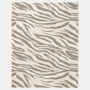 Cream Brown White Zebra Print Fleece Blanket