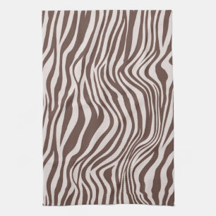 Cream Brown Zebra Print Kitchen Towel