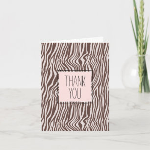 Cream Brown Zebra Print Thank You Card