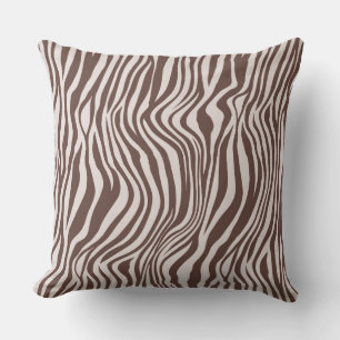 Cream Brown Zebra Print Throw Pillow