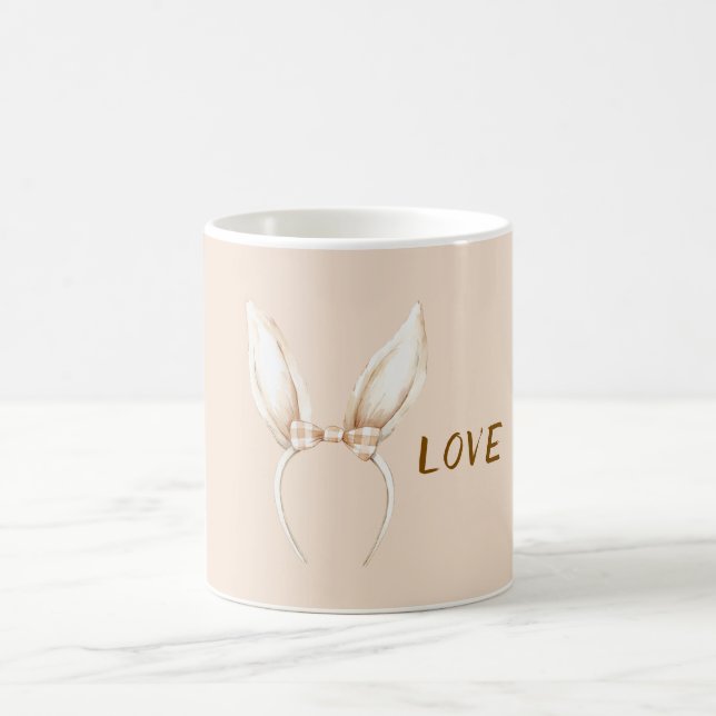 Cream Bunny Ears Bow Coffee Mug (Center)