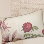 Cream & Burgundy Minimalist Floral Design Lumbar Pillow<br><div class="desc">Elegant accent pillow features a simple minimalistic floral design with a vintage violet buttercup framed by stylish amaryllis with faint gold design elements; the layered composition gives depth and perspective to the overall design. One design of a matching collection. A stylish decorative accent pillow for your bedroom or favorite chair,...</div>