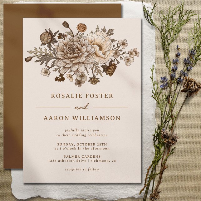 Cream Burnt Orange Rust Elegant Fall Boho Wedding Invitation (Creator Uploaded)