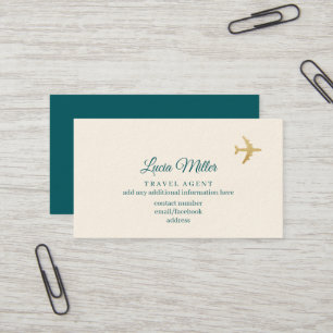 Cream Business Card for a Travel Agent 