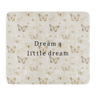 Cream Butterflies Hearts Cutting Board