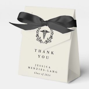 Cream Caduceus+Laurel Wreath Graduation Favor Box