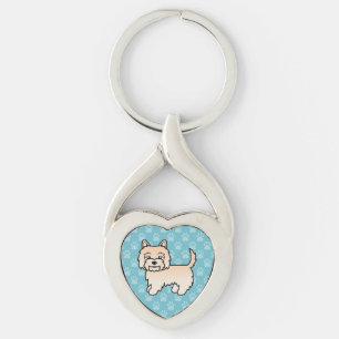 Cream Cairn Terrier Cartoon Dog Illustration Keychain