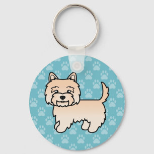 Cream Cairn Terrier Cute Cartoon Dog Illustration Keychain