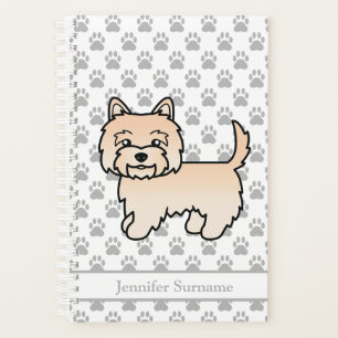 Cream Cairn Terrier Dog With Paws & Custom Name Planner