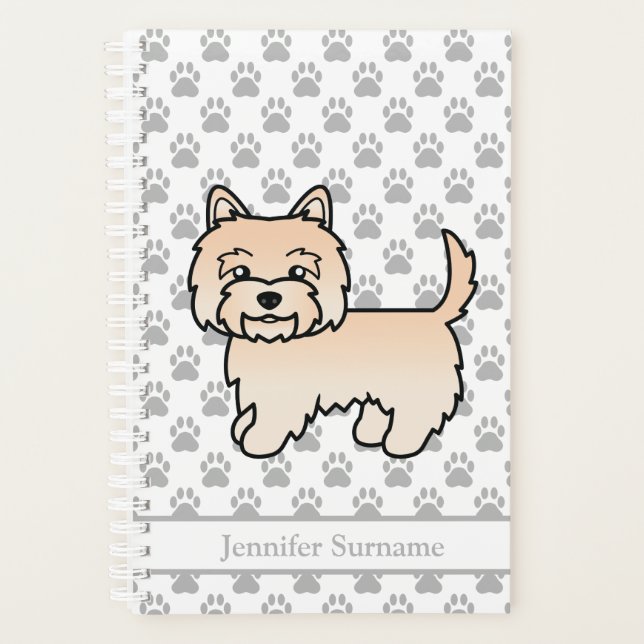 Cream Cairn Terrier Dog With Paws & Custom Name Planner (Front)