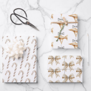 Cream Candy Canes Paper Airplanes Bows Christmas