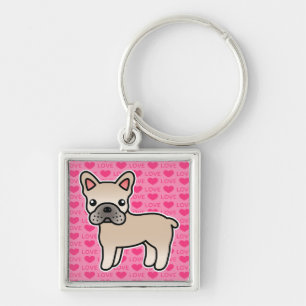 Cream Cartoon French Bulldog Keychain