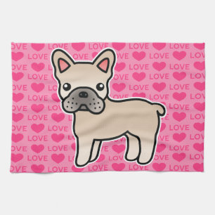 Cream Cartoon French Bulldog Kitchen Towel