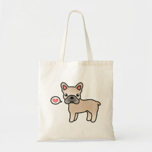 Cream Cartoon French Bulldog Love Tote Bag