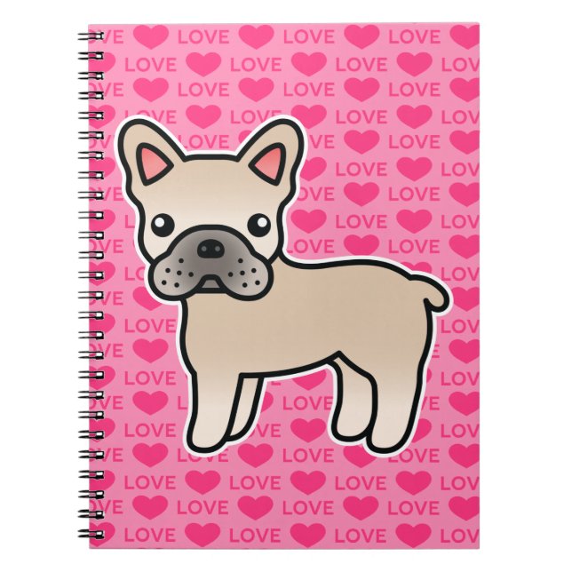 Cream Cartoon French Bulldog Notebook (Front)