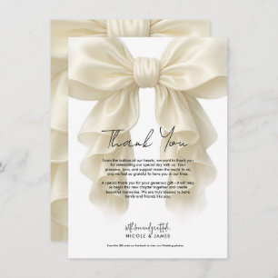 Cream Cascade Ruffle Bow Bridal Wedding Thank You Invitation