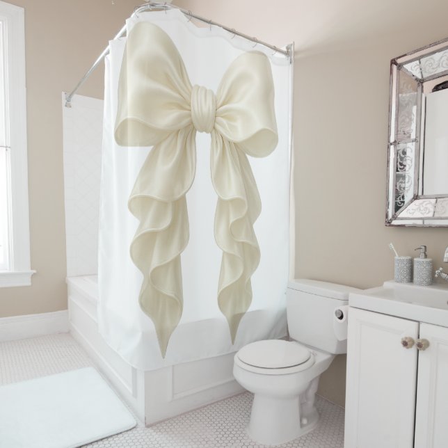 Cream Cascade Ruffle Bow Elegant Posh Girly (In Situ)