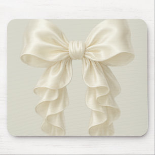 Cream Cascade Ruffle Bow Elegant Posh Girly Mouse Pad