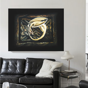Cream Celtic Art Dragon Fantasy Canvas Print