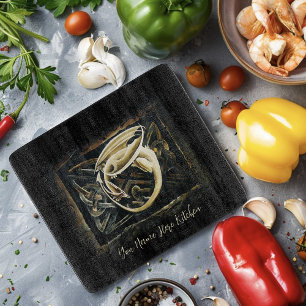 Cream Celtic Art Dragon Fantasy Cutting Board