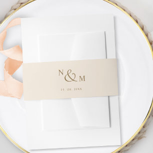 Cream Champagne and Gold Modern Simple Wedding Invitation Belly Band