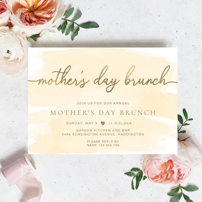 Cream Champagne Watercolour Mother's Day Brunch Invitation (Mothers Day Brunch Invitation Cream Watercolour Gold )