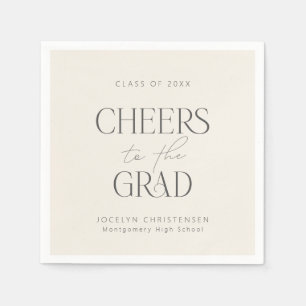 Cream Charcoal Personalized Cheers Grad Party Napkin