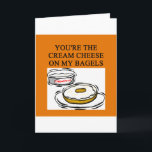 cream cheese and bagels holiday card<br><div class="desc">show your love with yhis design!more great stuff at jimbuf and jimhartley galleries</div>