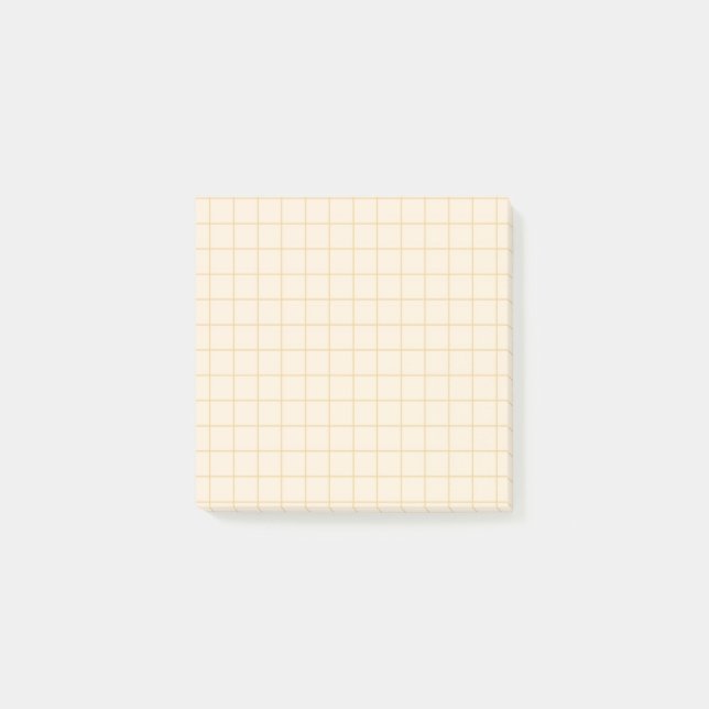 Cream Chequered Pattern Soft Grid Design Office Post-it Notes (Front)