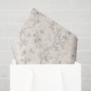 Cream Chic Floral Wedding Tissue Paper
