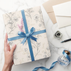 Cream Chic Floral Wedding Wrapping Paper